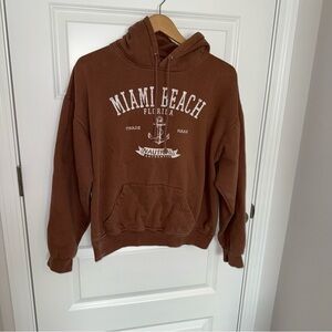 Vintage Brown Hoodie - Miami Beach Graphic
